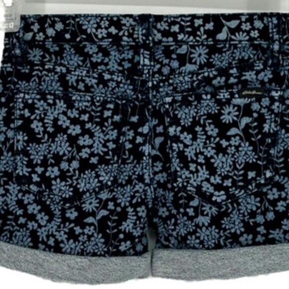 Eddie Bauer Girls Flex Knit Denim Short Floral Shadow Medium Indigo Size 4 - Picture 5 of 8